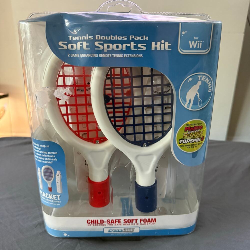 DreamGEAR Nintendo Wii Soft Sports Kit Tennis Doubles Pack 2 Rackets New